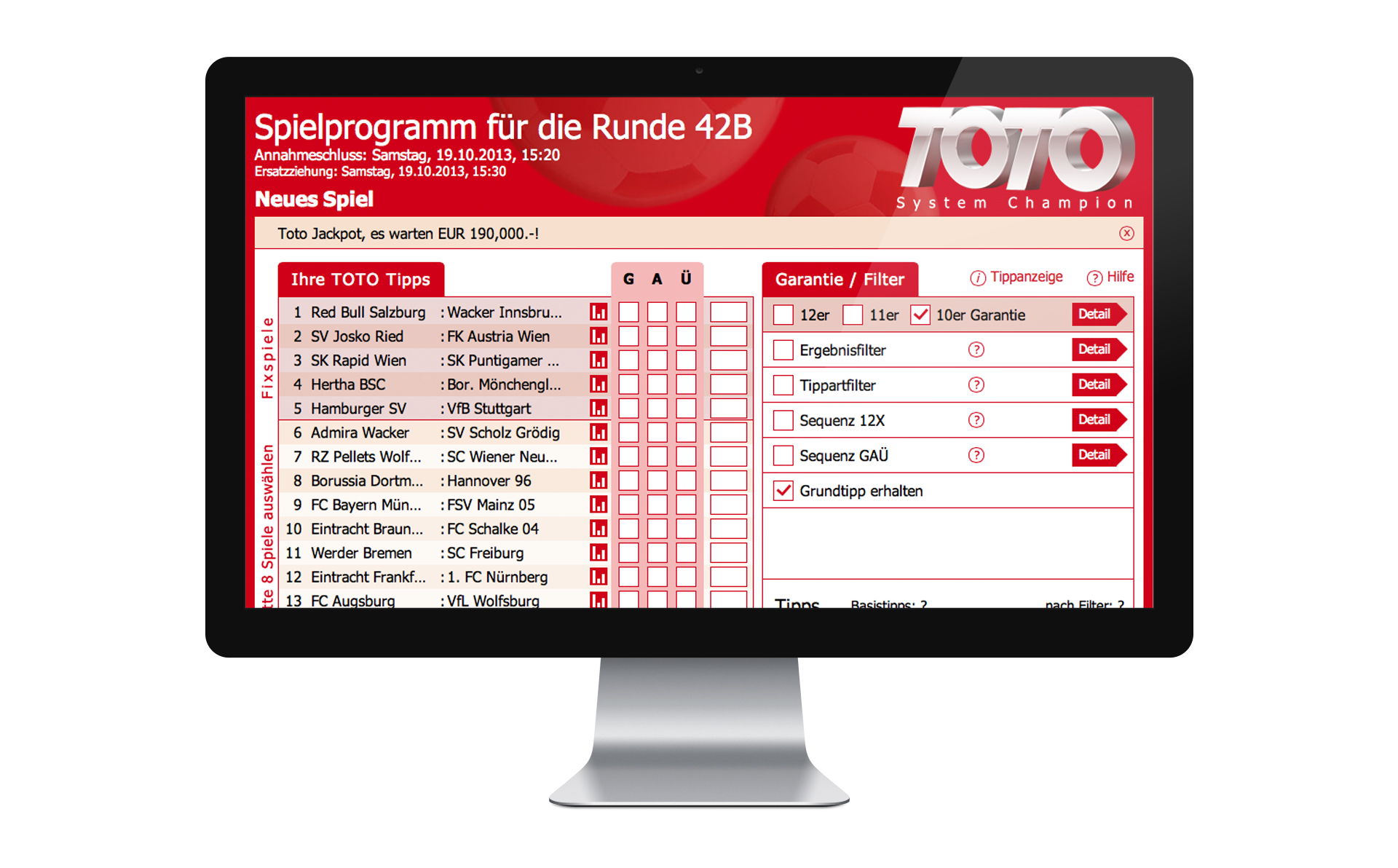 Toto System Champion Wiener Digital Manufaktur